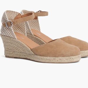 PINAZ AFRICA WEDGED SUEDE CLOSED TOE ESPADRILLE HEEL.  SZ 8. NIB